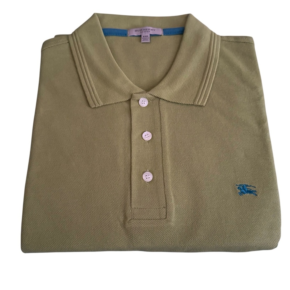 Burberry Green Polo Shirt with Blue Accents